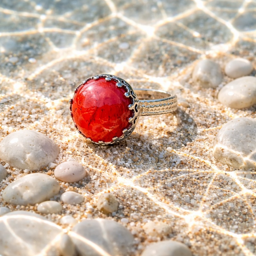 Red Moss Agate Ring - Picture 8 of 12